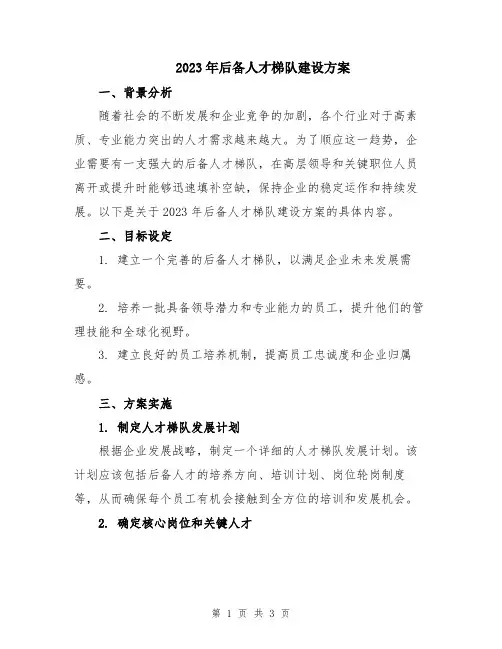 2023年后备人才梯队建设方案