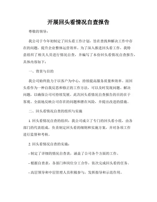 开展回头看情况自查报告
