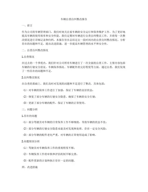 车辆自查自纠整改报告
