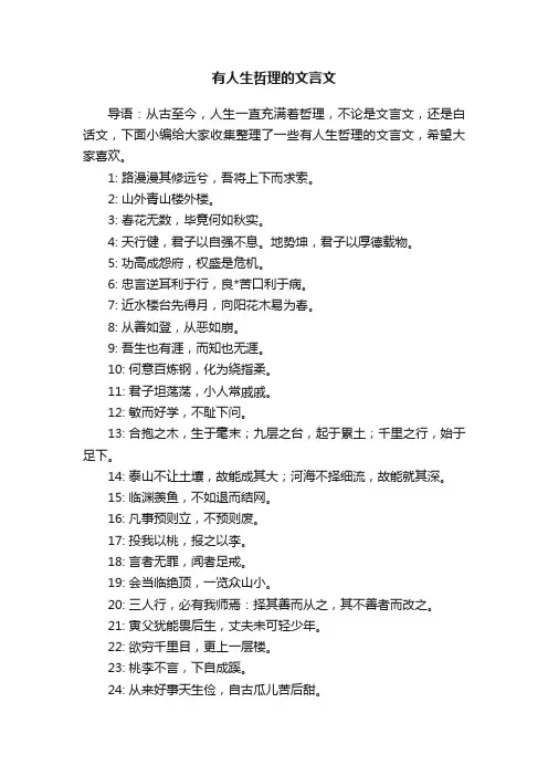 有人生哲理的文言文