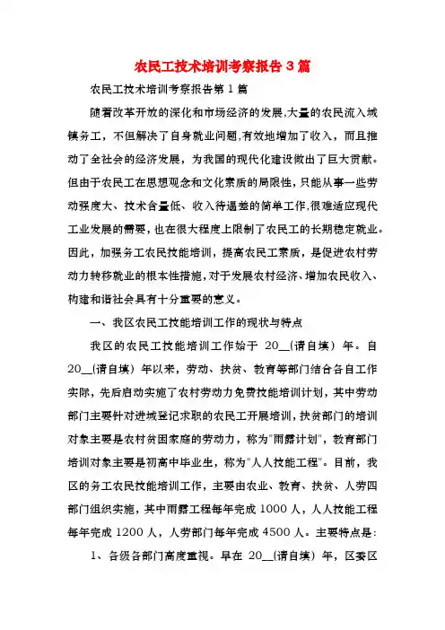 农民工技术培训考察报告3篇