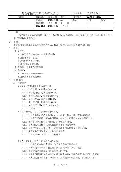 QZQG-2012009奖惩管理办法