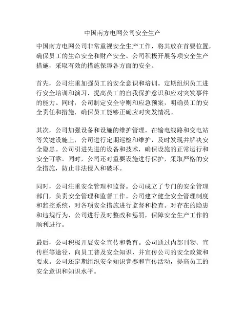 中国南方电网公司安全生产
