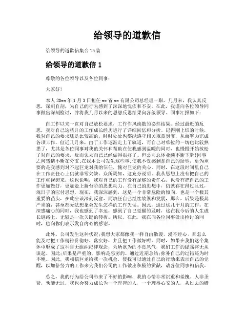 给领导的道歉信