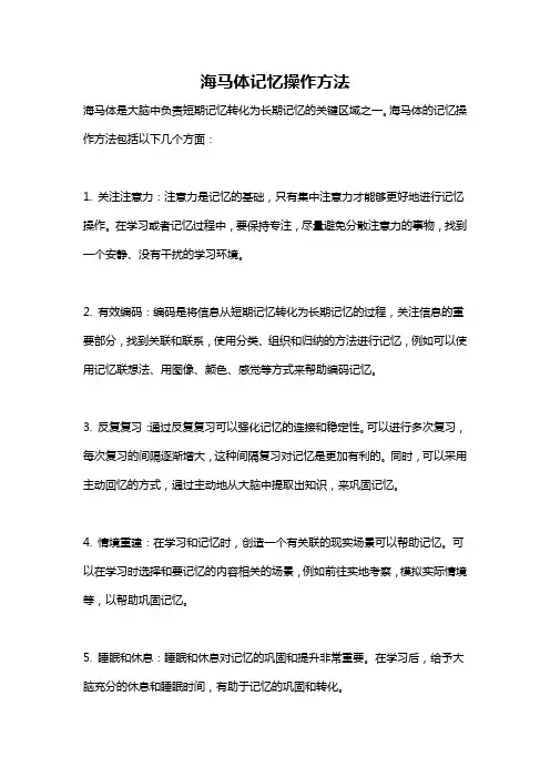 海马体记忆操作方法