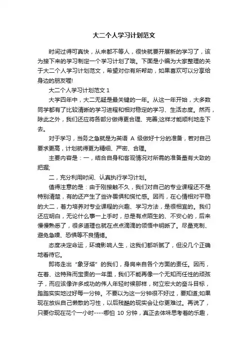 大二个人学习计划范文
