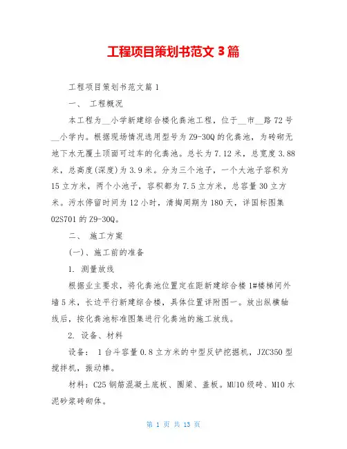 工程项目策划书范文3篇