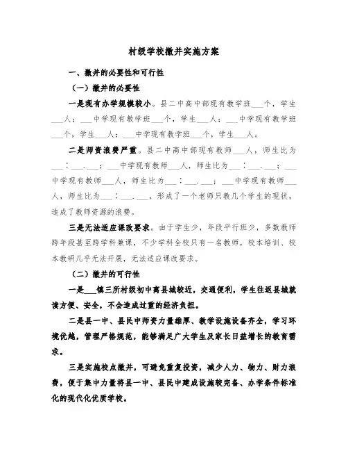 村级学校撤并实施方案(3篇)