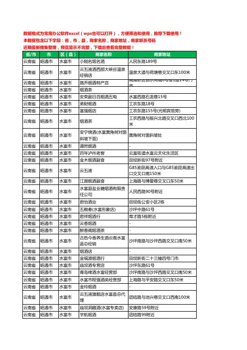 2020新版云南省昭通市水富市烟酒工商企业公司商家名录名单黄页联系电话号码地址大全84家