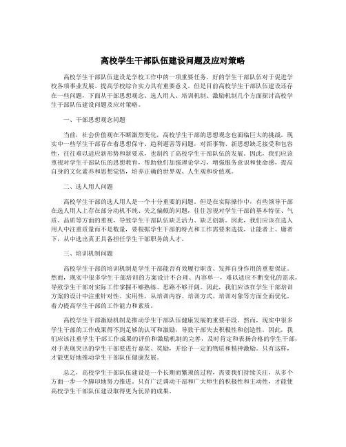 高校学生干部队伍建设问题及应对策略