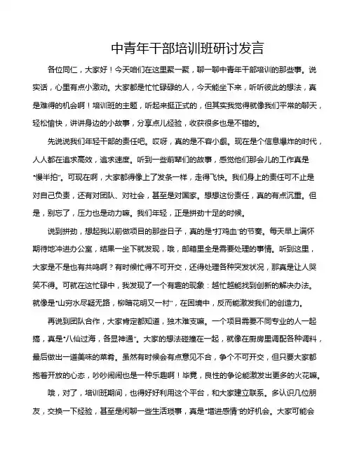 中青年干部培训班研讨发言