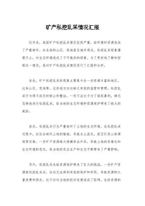 矿产私挖乱采情况汇报