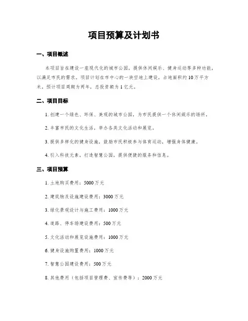 项目预算及计划书