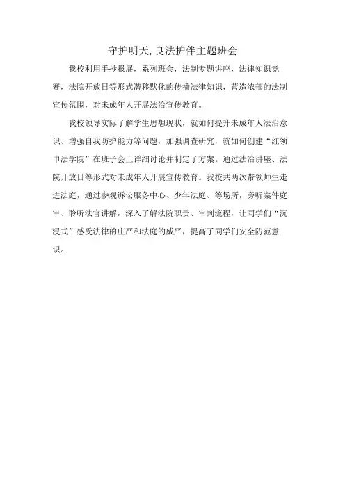 守护明天,良法护伴主题班会