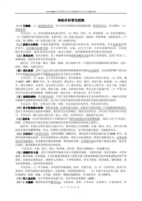 神经外科常用药物