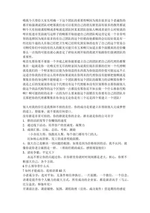 团队管理【微商团队运营精品文档】