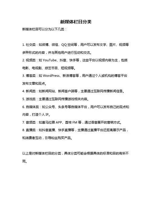 新媒体栏目分类