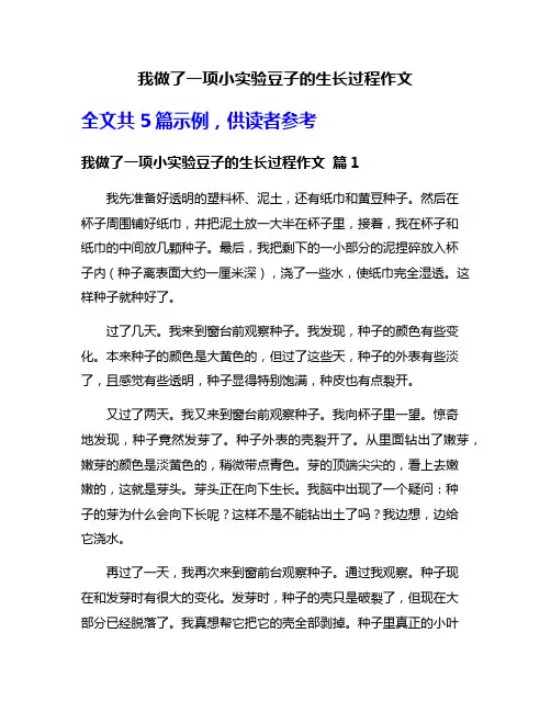 我做了一项小实验豆子的生长过程作文