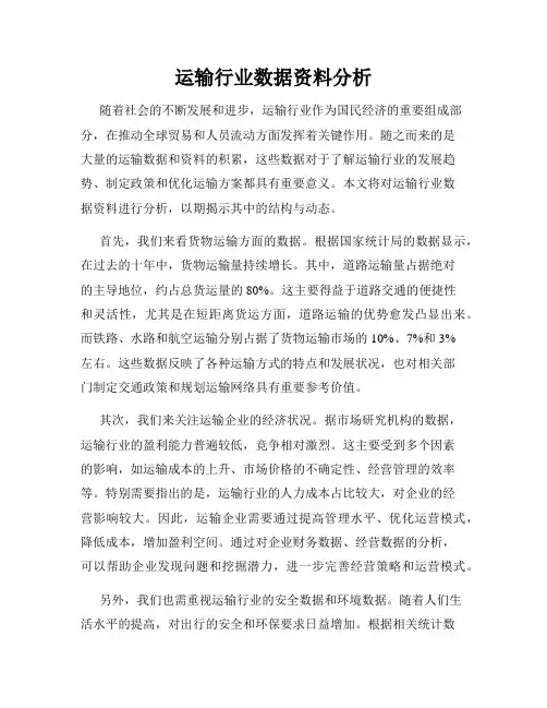 运输行业数据资料分析