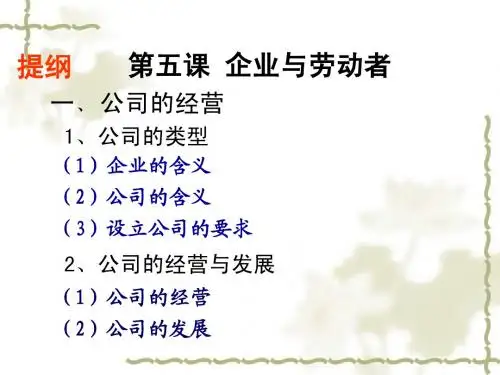 新人教版必修1政治：《5.1公司的经营》ppt课件
