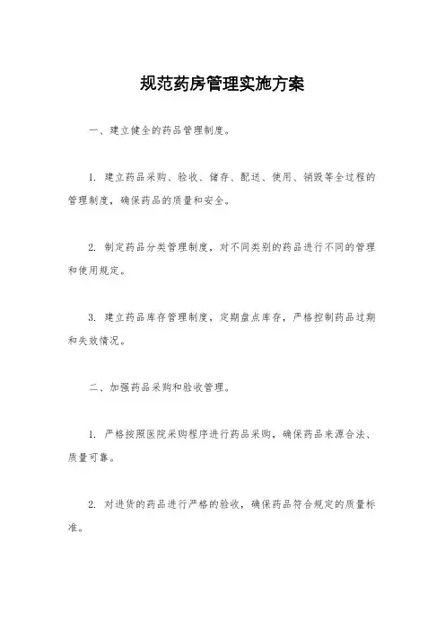 规范药房管理实施方案