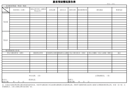 股东变动情况报告表