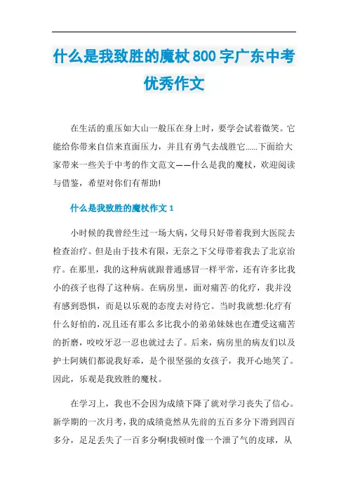 什么是我致胜的魔杖800字广东中考优秀作文