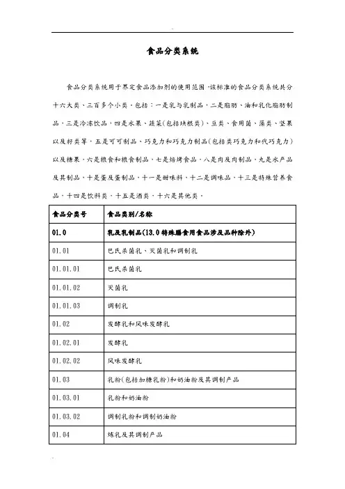 食品分类系统