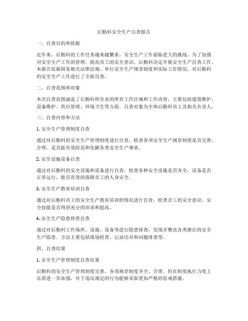 后勤科安全生产自查报告