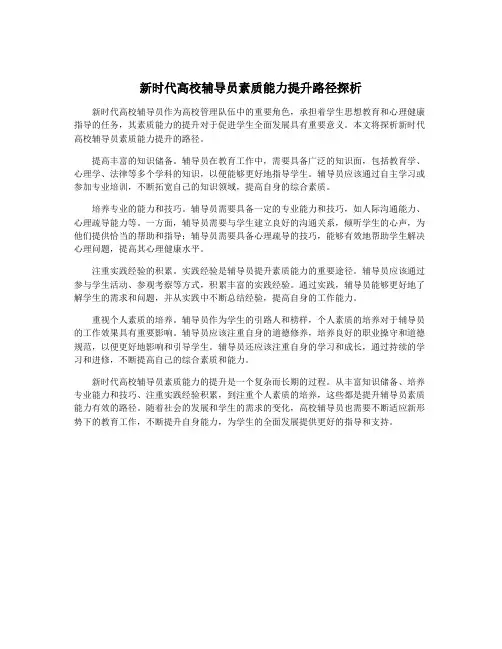 新时代高校辅导员素质能力提升路径探析