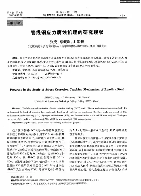 管线钢应力腐蚀机理的研究现状