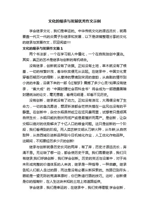 文化的继承与发展优秀作文示例