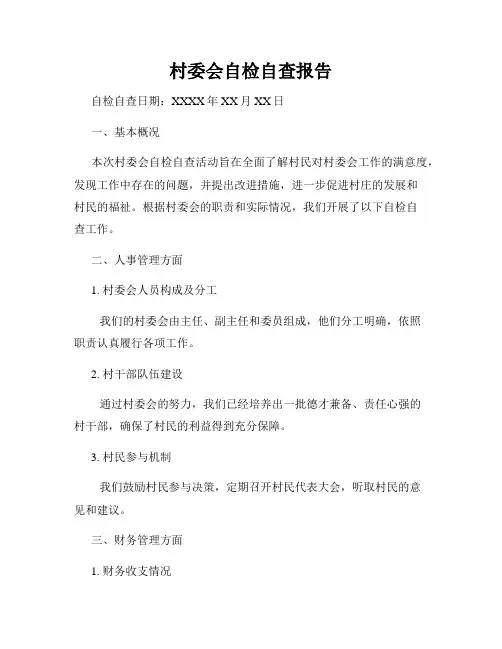 村委会自检自查报告