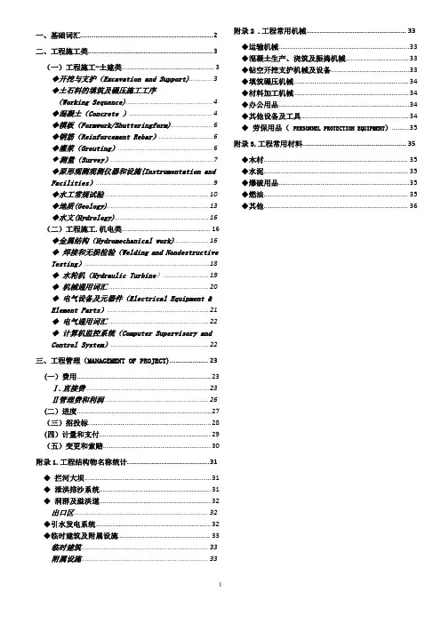 超实用的国际工程常用词汇表合计36页