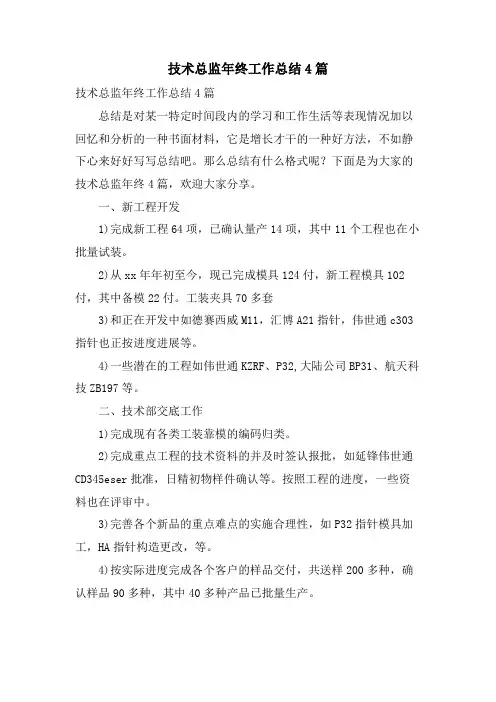技术总监年终工作总结4篇