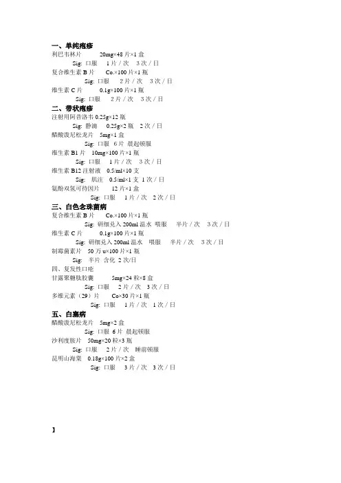 常见黏膜病用药