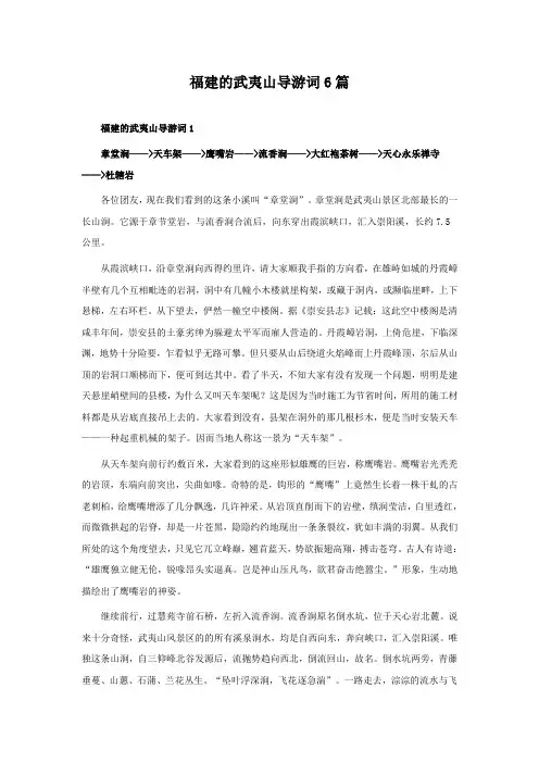 福建的武夷山导游词6篇
