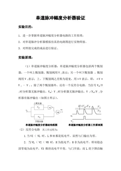单道脉冲分析器验证实验报告
