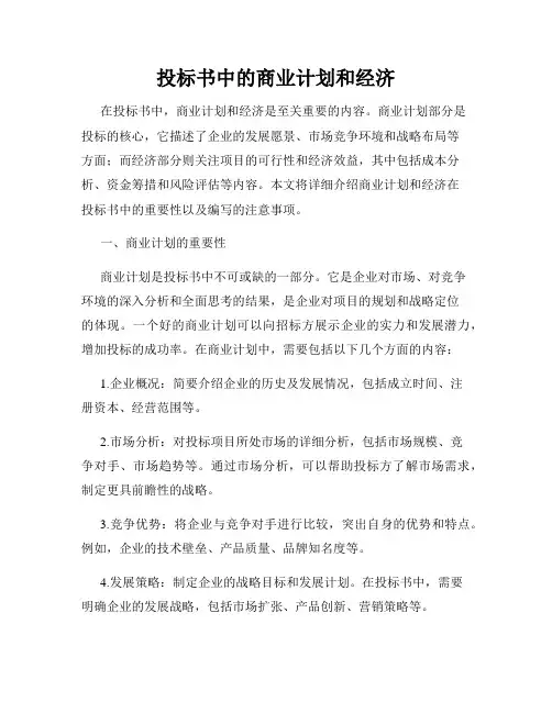 投标书中的商业计划和经济