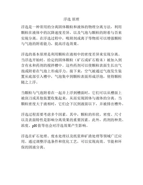 浮选 原理
