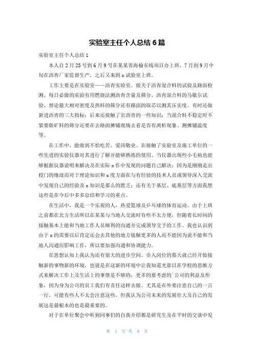 实验室主任个人总结6篇