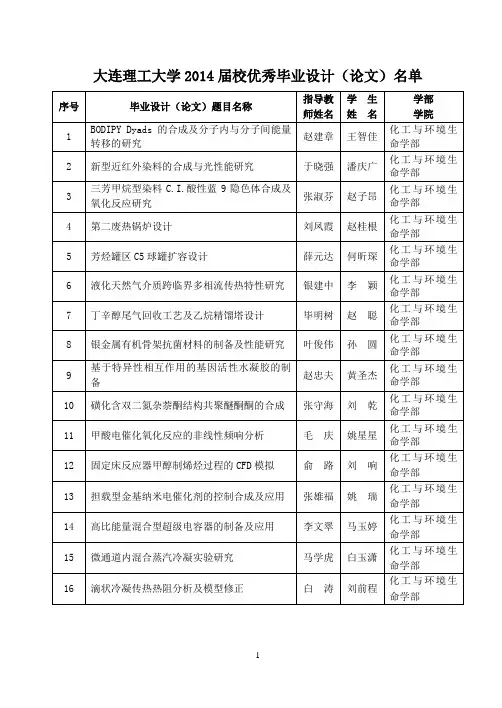 2014届校优秀毕业设计论文-大连理工大学教务处