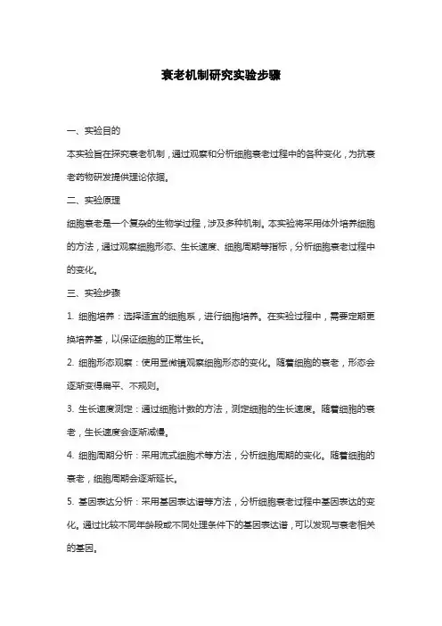 衰老机制研究实验步骤