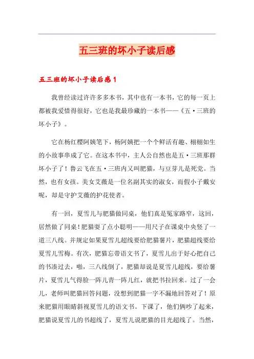 五三班的坏小子读后感
