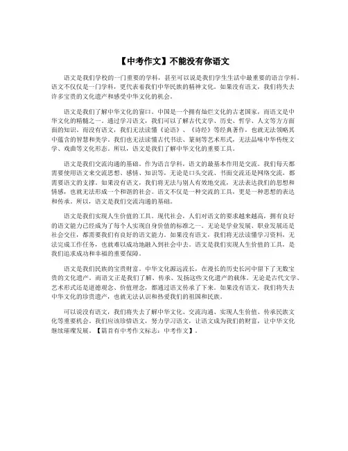 【中考作文】不能没有你语文