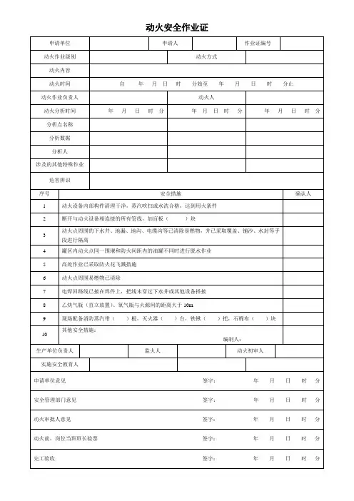 特种作业票证(八个模板)