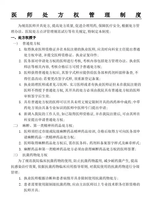 医师处方权管理规定流程
