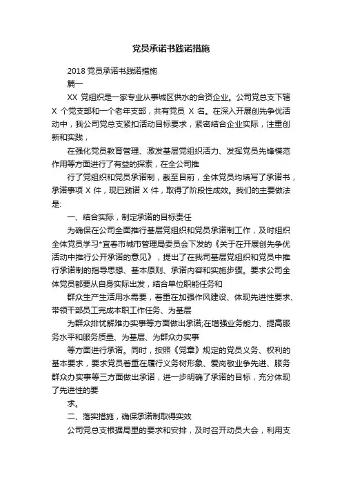 党员承诺书践诺措施