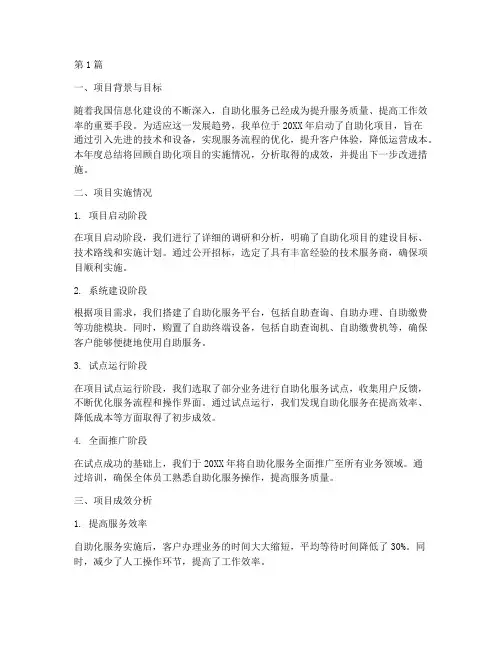 自助化项目年度总结(3篇)