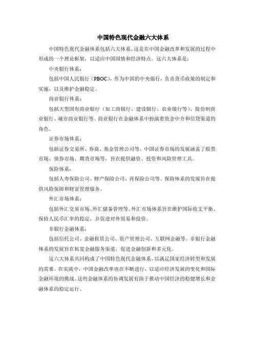 中国特色现代金融六大体系